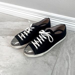 Miu Miu Black and Silver Sneakers